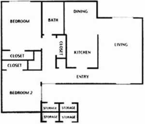 Two Bedroom / One Bath - 771 Sq.Ft.*